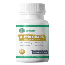 Dr. Marty Alpha Guard Canine Immunity Support Supplement. Available in 30 chewable tablets.