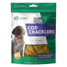 Dr. Marty Cod Cracklers Dog Treats 4-oz bag.