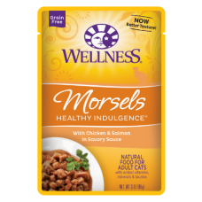 Wellness Healthy Indulgence Morsels with Chicken & Salmon in Savory Sauce Grain-Free Wet Cat Food Pouches