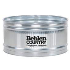 Behlen Galvanized 42 Round Tank. Silver with black logo. Suitable for a variety of livestock.