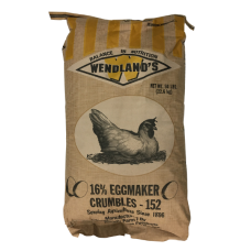 Wendland's 16% Eggmaker Crumbles 152. 50-lb bag of poultry feed.