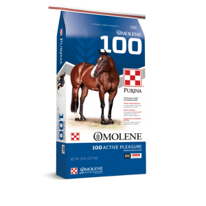 Purina Omolene #100 Active Pleasure Horse Feed | bag of Purina Omolene 100 Horse Feed