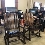 Dark colored rocking chairs