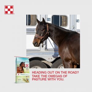 Take Purina Equine Omega Match Ration Balancer on the road with your horse